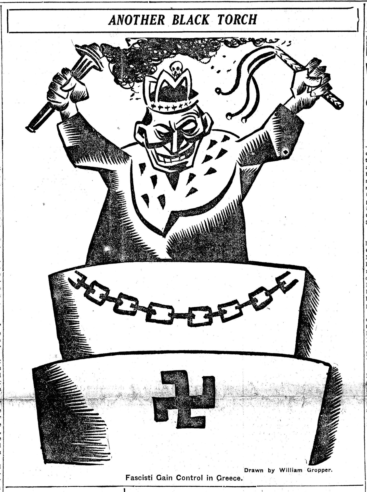 William Gropper, karykatura z pisma "Daily Worker", lata 20. XX wieku / caricature published in "Daily Worker", 1920's