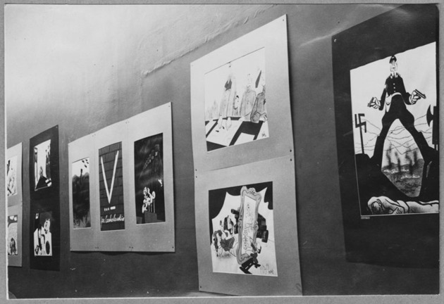 Widok wystawy / View of the exhibition War Caricatures by Hoffmeister and Peel, 1943