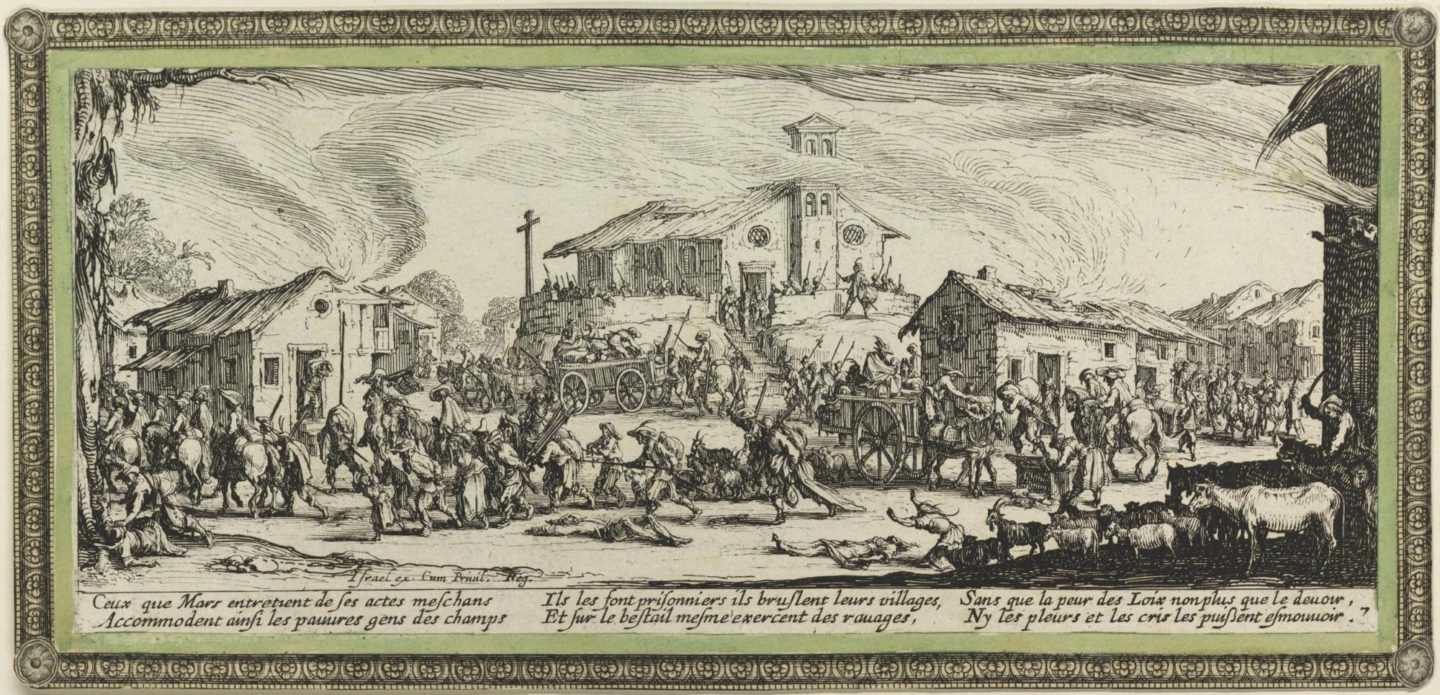 Jacques Callot, cykl Wielkie nieszczęścia wojny, Splądrowanie i spalenie wioski, / from the The Great Miseries of War series, 1633