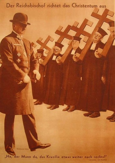 John Heartfield, Biskup Rzeszy przeprowadza inspekcję chrześcijańskich oddziałów / 'The Bishop of the Reich Drills Christendom, 1934