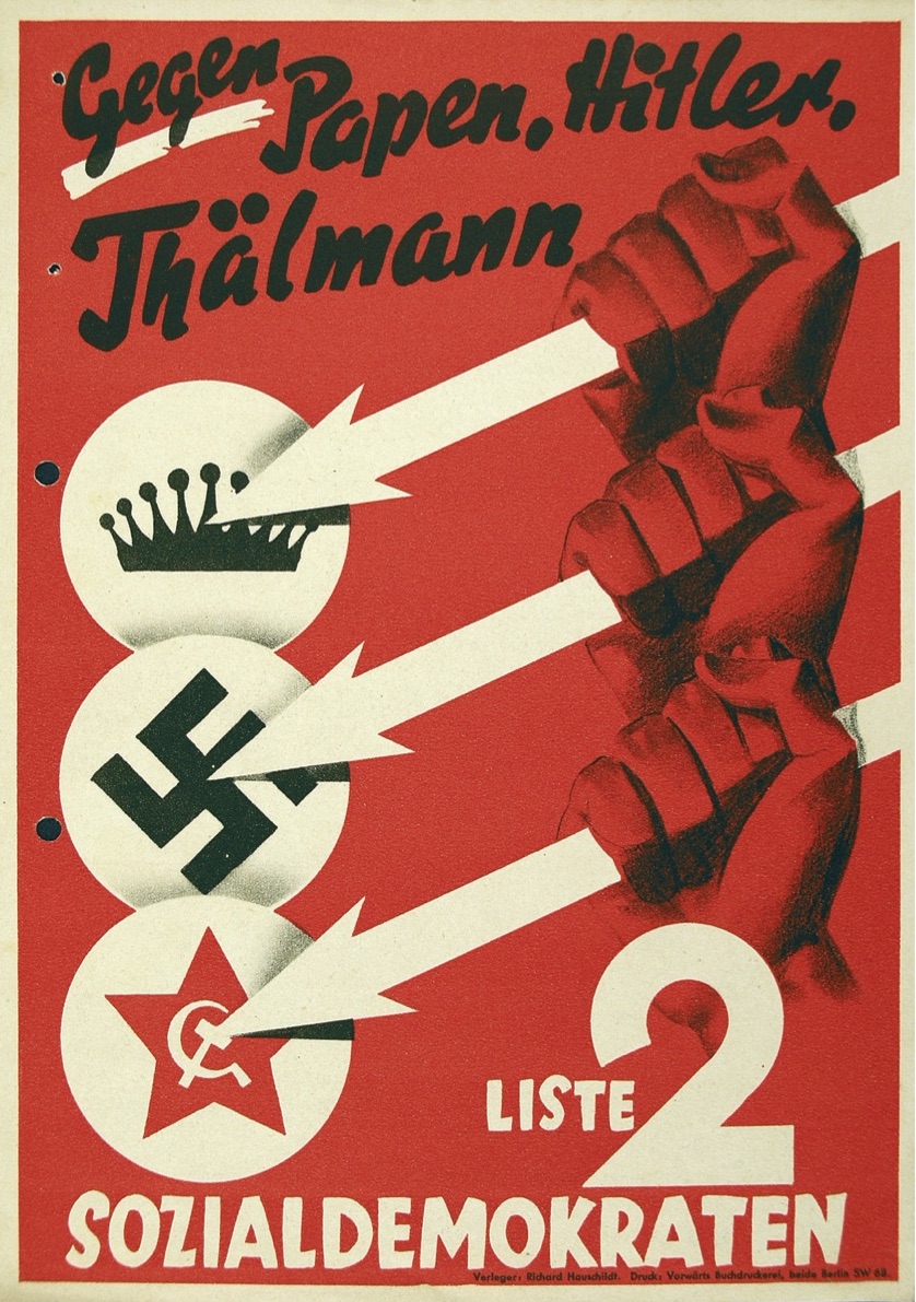 Plakat wyborczy Niemieckiej Partii Socjaldemokratycznej z 1932 roku / Poster of the Social Democratic Party of Germany for the 1932 elections